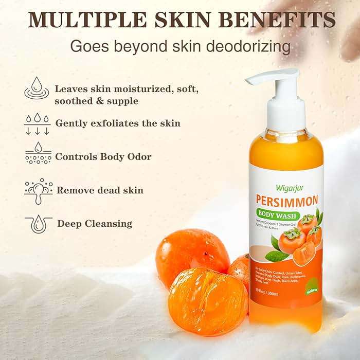 Persimmon Body Wash for Old People Smell, Natural Deodorant Bar Soap for Strong Odor Smelly Feet Remove, Cleansing Body Deodorizing with Persimmon & Green Tea Extracts - Image 3