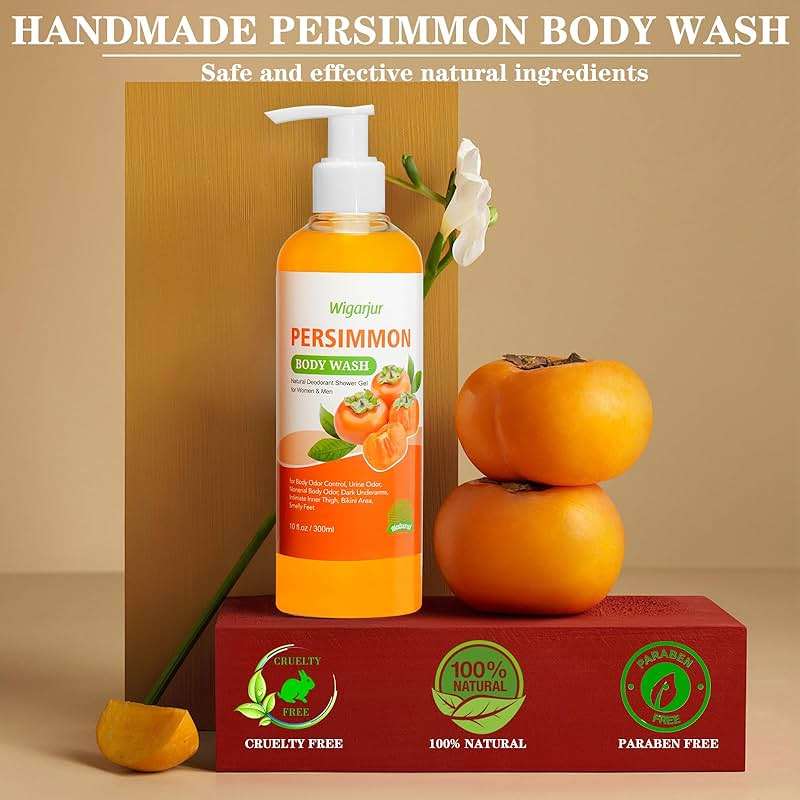 Persimmon Body Wash for Old People Smell, Natural Deodorant Bar Soap for Strong Odor Smelly Feet Remove, Cleansing Body Deodorizing with Persimmon & Green Tea Extracts - Image 7