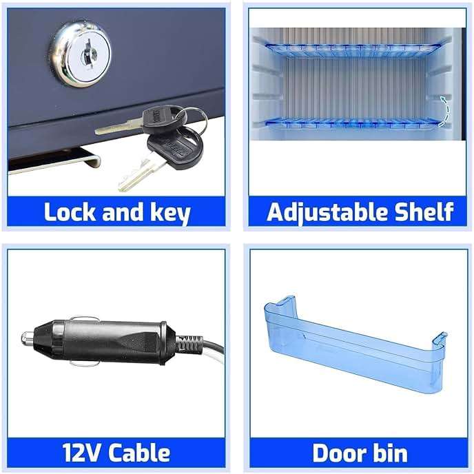 12V RV Refrigerator with Lock, 1.7 Cu.Ft Compact Refrigerator, 12V Mini Fridge Silent Semi Truck Refrigerator, Small Fridge with Reversible Door Compact Refrigerator for RV, Camping, Boat Use - Image 6