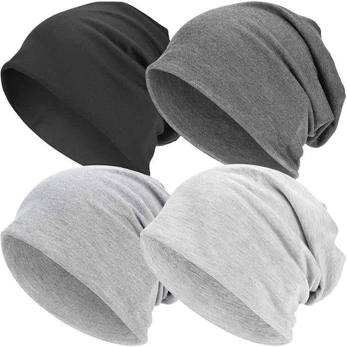 EINSKEY Lightweight Slouchy Beanie for Men Women, Oversize Thin Cotton Skull Cap Chemo Cap Night Sleeping Hat for All Seasons - Product Image