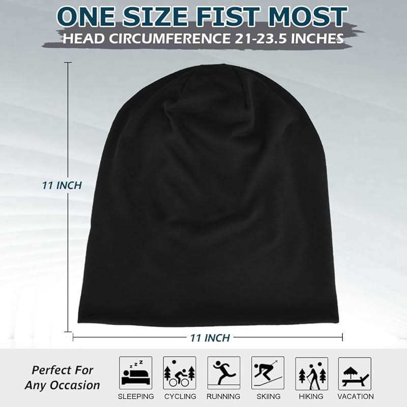 EINSKEY Lightweight Slouchy Beanie for Men Women, Oversize Thin Cotton Skull Cap Chemo Cap Night Sleeping Hat for All Seasons - Image 3