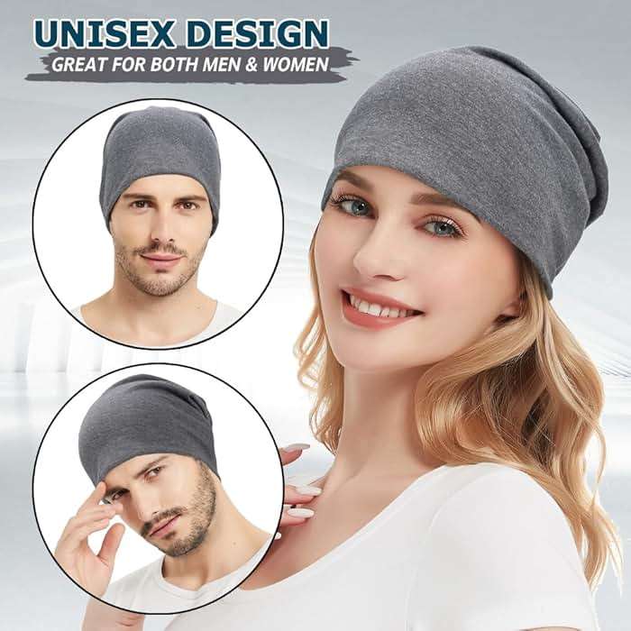 EINSKEY Lightweight Slouchy Beanie for Men Women, Oversize Thin Cotton Skull Cap Chemo Cap Night Sleeping Hat for All Seasons - Image 4