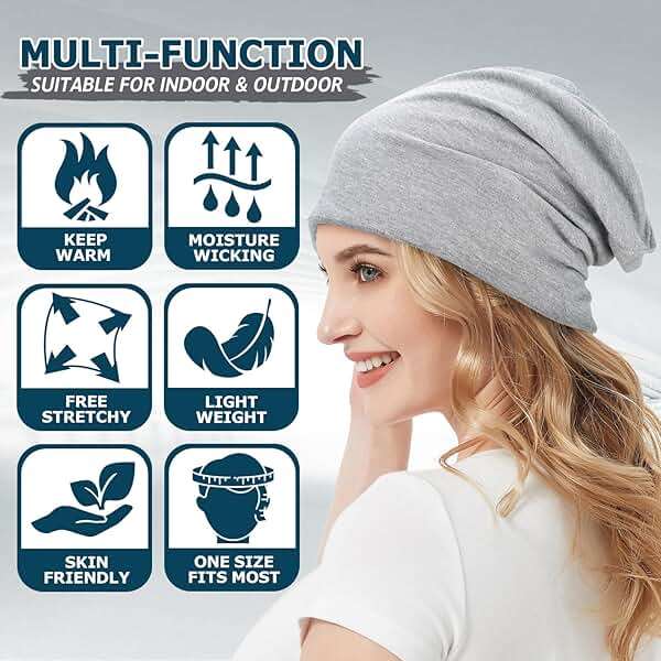 EINSKEY Lightweight Slouchy Beanie for Men Women, Oversize Thin Cotton Skull Cap Chemo Cap Night Sleeping Hat for All Seasons - Image 5