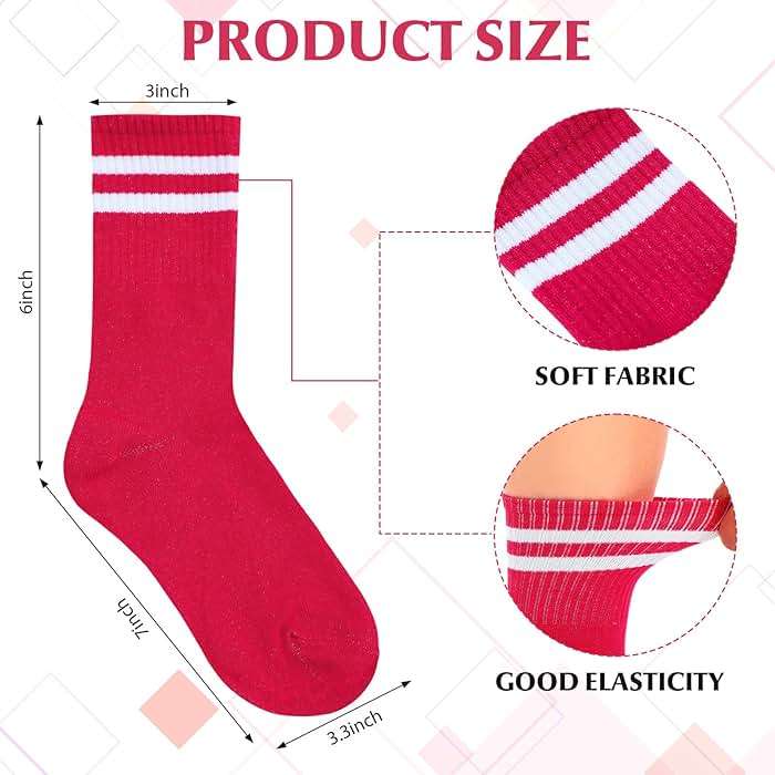 Jeere 20 Pairs Crew Socks Athletic Crew Solid Color Cotton Tube Half Women Men Retro Athletic Hosiery Socks - Image 2