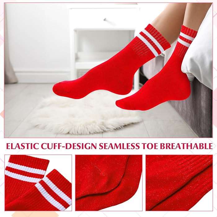 Jeere 20 Pairs Crew Socks Athletic Crew Solid Color Cotton Tube Half Women Men Retro Athletic Hosiery Socks - Image 4