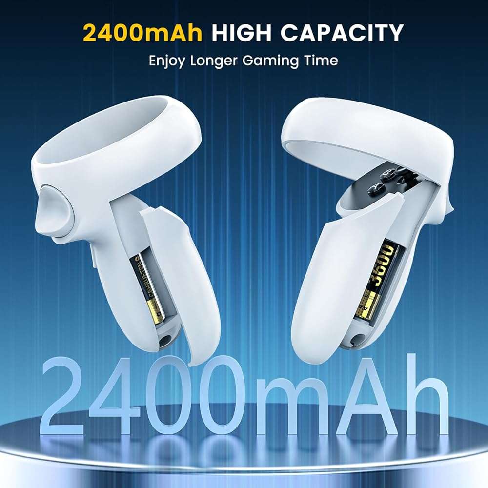 For Meta Quest 2/3/3S Controller Accessories Rechargeable Battery Pack with Charger, 4 Pack 1.5V 2400mAh Long-Lasting Battery with Charging Storage Box for Oculus Quest 2/3/3S Controller Accessories - Image 2