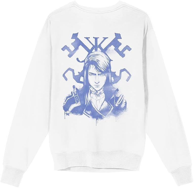 Arcane League Of Legends Caitlyn Adult White Crew Neck Long Sleeve Sweatshirt - Product Image