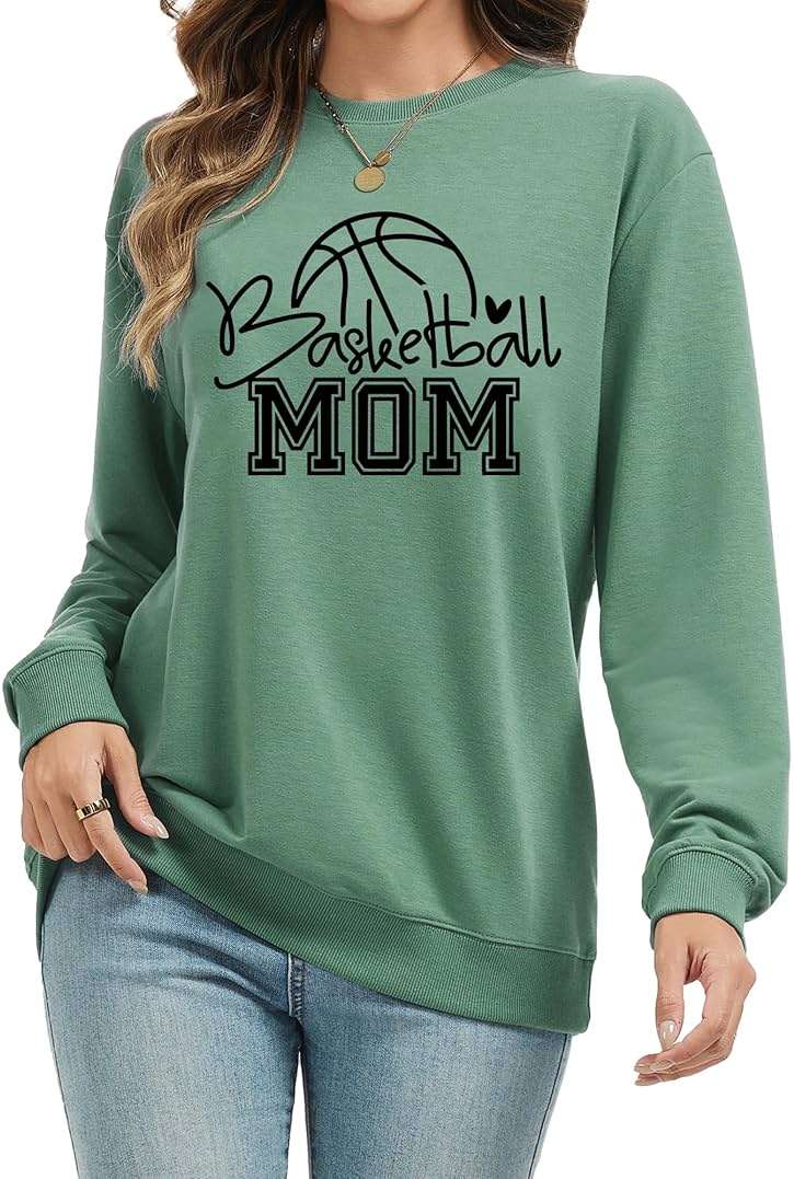 ZUNQKG Womens Basketball Mom Sweatshirt Crewneck Pullover Long Sleeve Basketball Graphic Shirt For Mom - Image 2