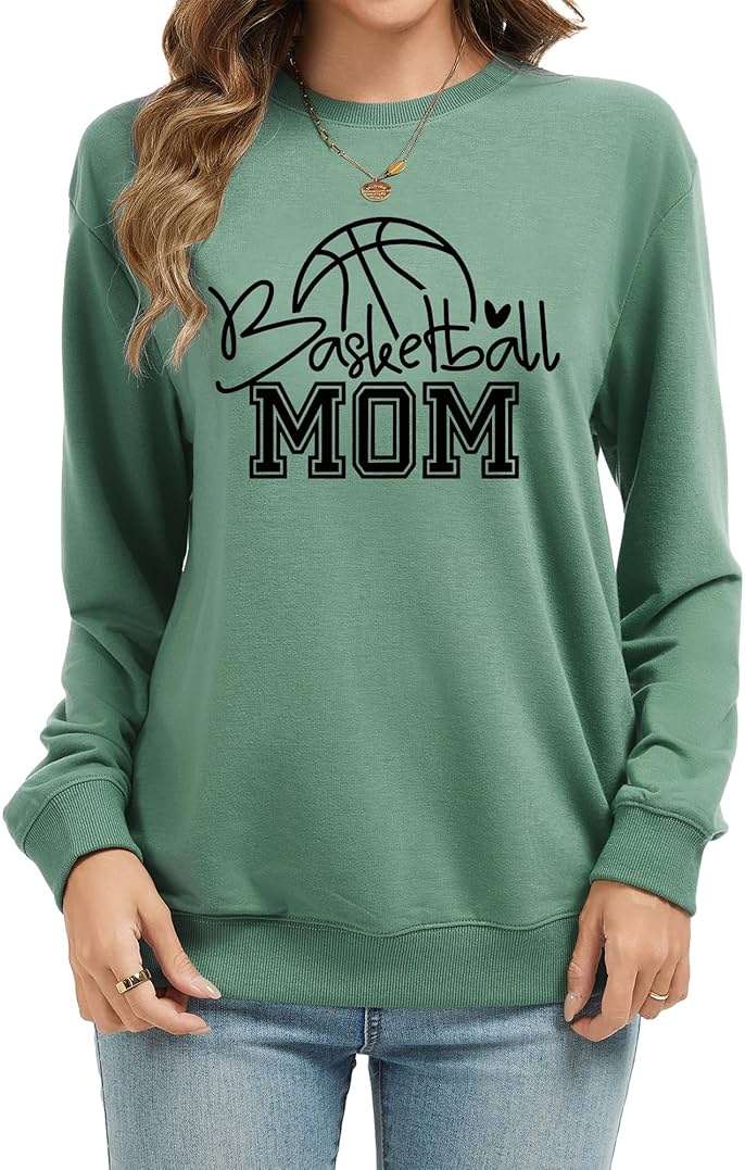 ZUNQKG Womens Basketball Mom Sweatshirt Crewneck Pullover Long Sleeve Basketball Graphic Shirt For Mom - Image 3