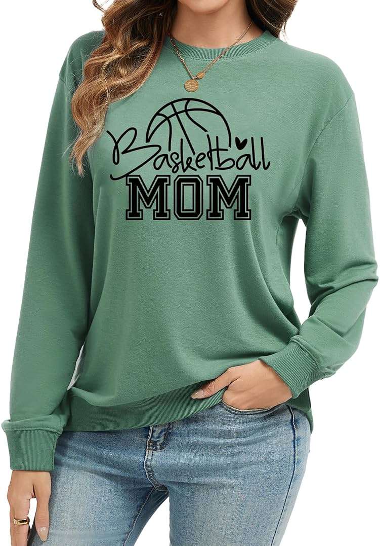 ZUNQKG Womens Basketball Mom Sweatshirt Crewneck Pullover Long Sleeve Basketball Graphic Shirt For Mom - Image 4