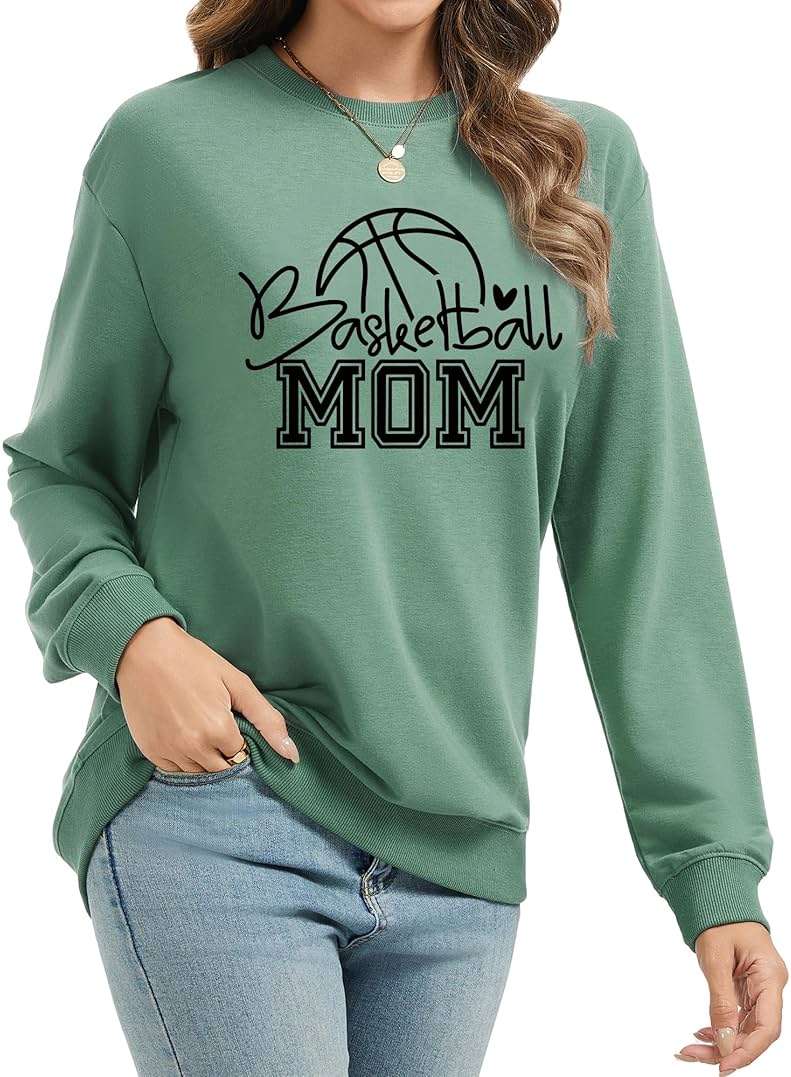 ZUNQKG Womens Basketball Mom Sweatshirt Crewneck Pullover Long Sleeve Basketball Graphic Shirt For Mom - Image 5
