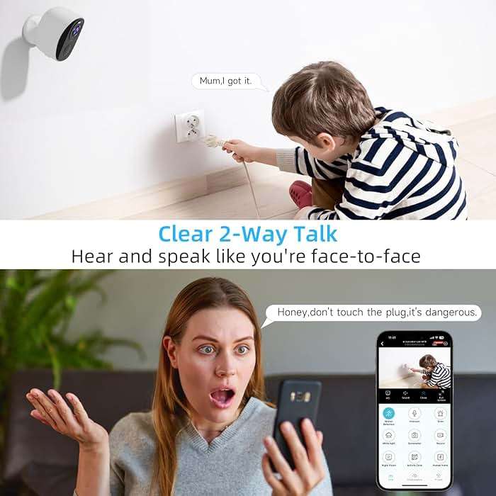 4PC 2.4G/5GHz WiFi Security Cameras Wireless Outdoor,2K Battery Home Security Camera with AI Detection,Siren, Surveillance Indoor Home Camera, Color Night Vision,2-Way Talk,IP65, Cloud/SD, Works Alexa - Image 7
