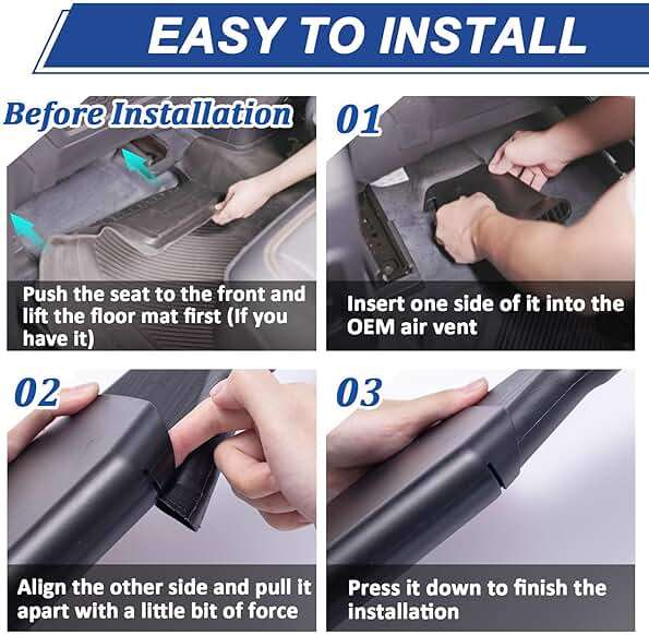 TOPINSTALL Rear Seat Vent Extender Compatible with 2021-2026 Ford Bronco 4 Doors, Plug-in Cooler Summer Air Vent Deflectors for Rear Seat Passenger 2PCS (Fit for OEM & Regular Floor Mats) - Image 6
