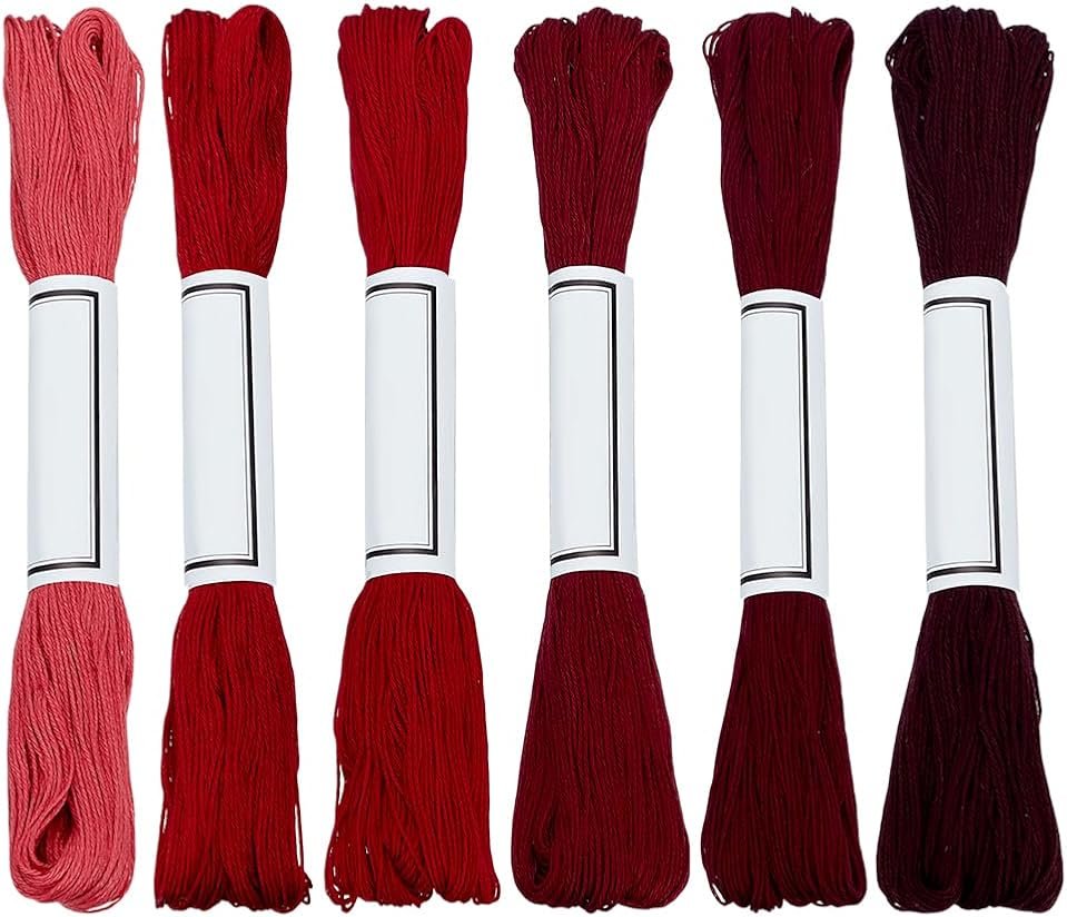 FREEBLOSS 300 Yards Sashiko Thread 6 Skeins 100% Cotton Cord Wine Red Japanese Embroidery Sashiko Threads for Hand Sewing Thick Sashiko Thread for Japanese Embroidery Supplies Embroidery Floss - Product Image