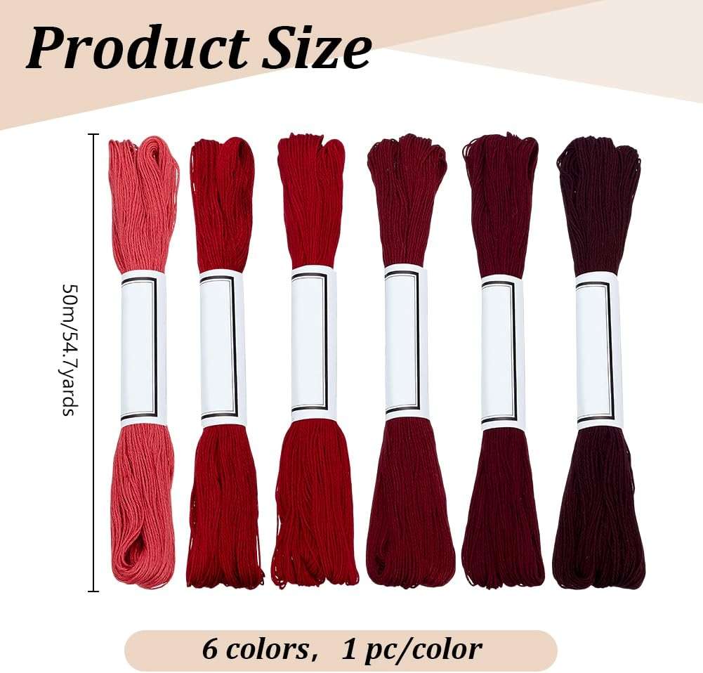 FREEBLOSS 300 Yards Sashiko Thread 6 Skeins 100% Cotton Cord Wine Red Japanese Embroidery Sashiko Threads for Hand Sewing Thick Sashiko Thread for Japanese Embroidery Supplies Embroidery Floss - Image 3