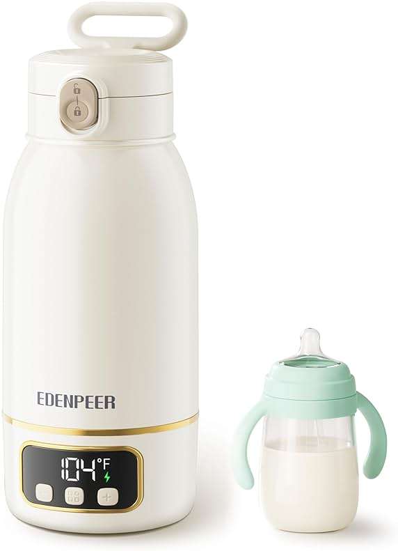 Portable Bottle Warmer for Travel, Fast Baby Bottle Warmer On the Go with Precise Temp Control, 17 OZ Milk Warmer, Leak-Proof Cordless Breastmilk Warmer, Fits Most Bottles, Ideal Newborn Baby Gift - Image 1