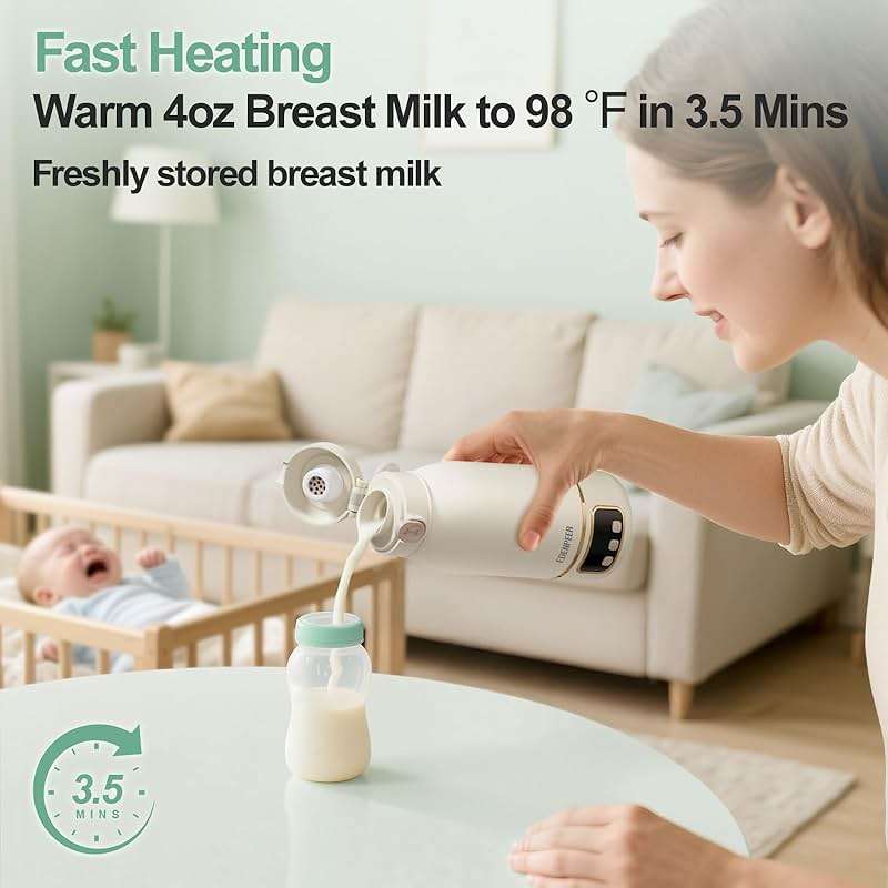 Portable Bottle Warmer for Travel, Fast Baby Bottle Warmer On the Go with Precise Temp Control, 17 OZ Milk Warmer, Leak-Proof Cordless Breastmilk Warmer, Fits Most Bottles, Ideal Newborn Baby Gift - Image 3