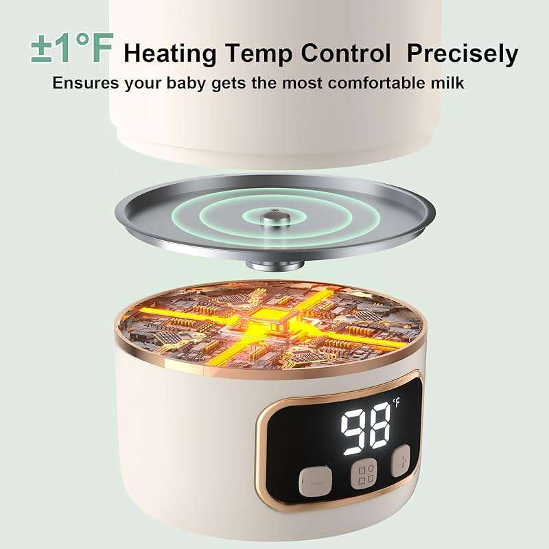 Portable Bottle Warmer for Travel, Fast Baby Bottle Warmer On the Go with Precise Temp Control, 17 OZ Milk Warmer, Leak-Proof Cordless Breastmilk Warmer, Fits Most Bottles, Ideal Newborn Baby Gift - Image 6