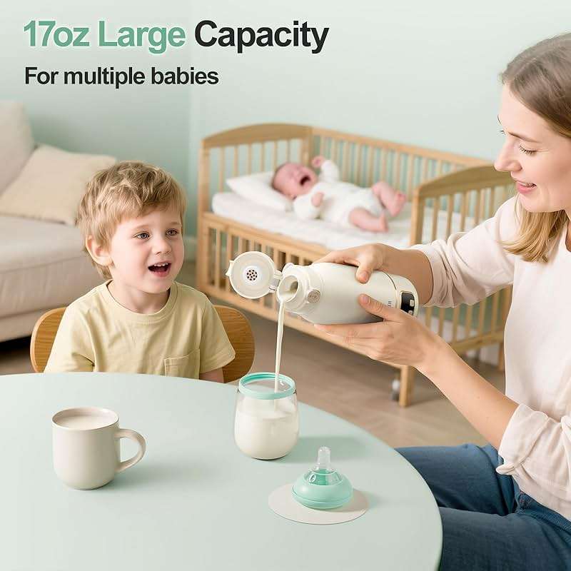 Portable Bottle Warmer for Travel, Fast Baby Bottle Warmer On the Go with Precise Temp Control, 17 OZ Milk Warmer, Leak-Proof Cordless Breastmilk Warmer, Fits Most Bottles, Ideal Newborn Baby Gift - Image 8