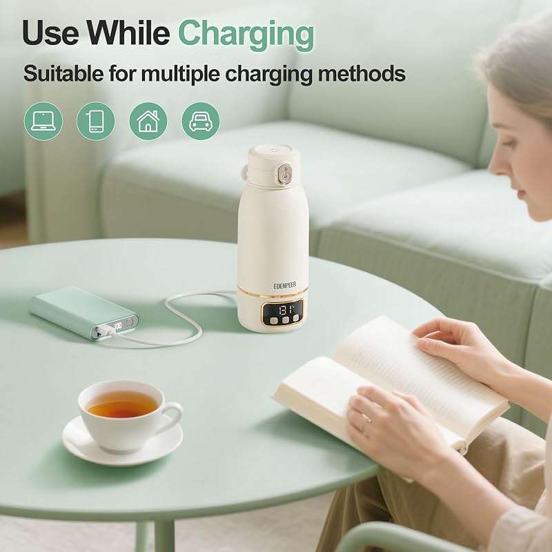 Portable Bottle Warmer for Travel, Fast Baby Bottle Warmer On the Go with Precise Temp Control, 17 OZ Milk Warmer, Leak-Proof Cordless Breastmilk Warmer, Fits Most Bottles, Ideal Newborn Baby Gift - Image 9