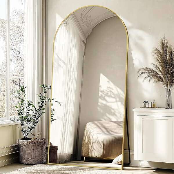 ABSWHLM Oversized Full Length Mirror 78x38 Inch - Wall Mounted or Standing Floor Mirror with Aluminum Alloy Frame, Shatterproof Tempered Glass - Modern Mirror for Bedroom, Living Room, Closet, Gold - Image 1