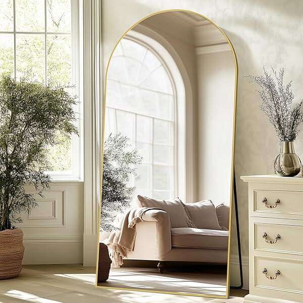 ABSWHLM Oversized Full Length Mirror 78x38 Inch - Wall Mounted or Standing Floor Mirror with Aluminum Alloy Frame, Shatterproof Tempered Glass - Modern Mirror for Bedroom, Living Room, Closet, Gold - Image 2
