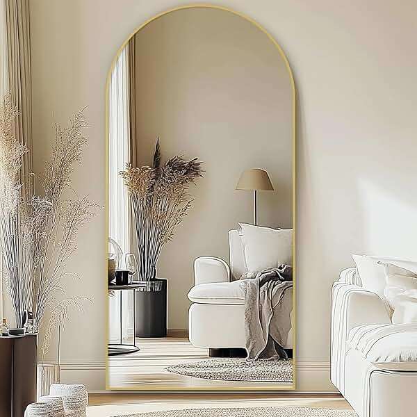 ABSWHLM Oversized Full Length Mirror 78x38 Inch - Wall Mounted or Standing Floor Mirror with Aluminum Alloy Frame, Shatterproof Tempered Glass - Modern Mirror for Bedroom, Living Room, Closet, Gold - Image 6