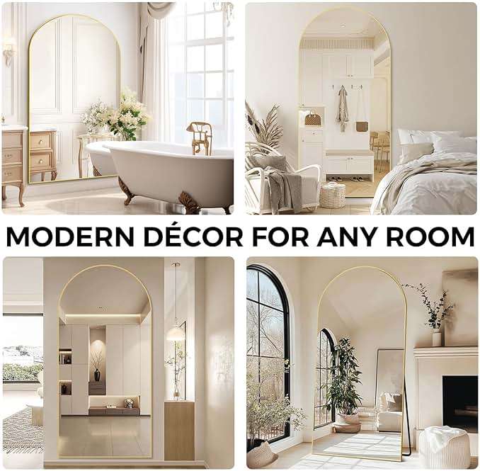 ABSWHLM Oversized Full Length Mirror 78x38 Inch - Wall Mounted or Standing Floor Mirror with Aluminum Alloy Frame, Shatterproof Tempered Glass - Modern Mirror for Bedroom, Living Room, Closet, Gold - Image 7