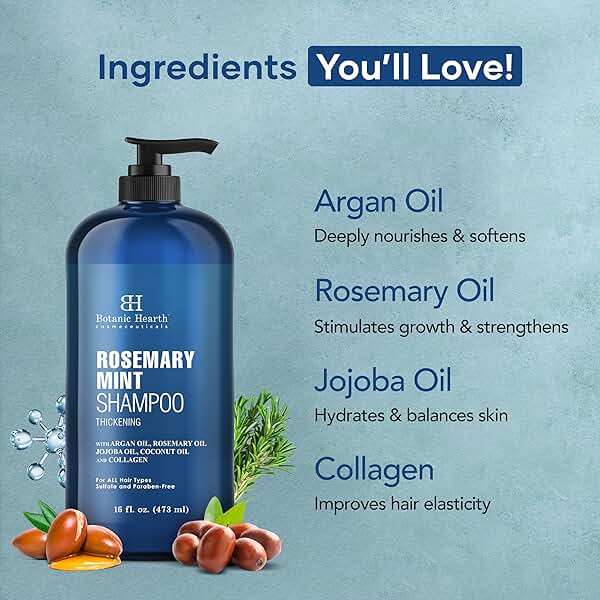 Botanic Hearth Rosemary Mint Shampoo and Conditioner Set, Thickening Formula, Promotes Hair Growth and Scalp Health Sulfate Free & Paraben Free, for Men & Women | 16 fl oz - Image 5