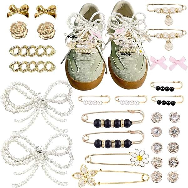 BIIQAKOO Shoe Charms for Sneaker Fashion Charm for Socks Junk Socks Charms Safety Pins Brooches and Pins for Women Jewelry Charm Kit Suitable for Christmas Gifts - Product Image