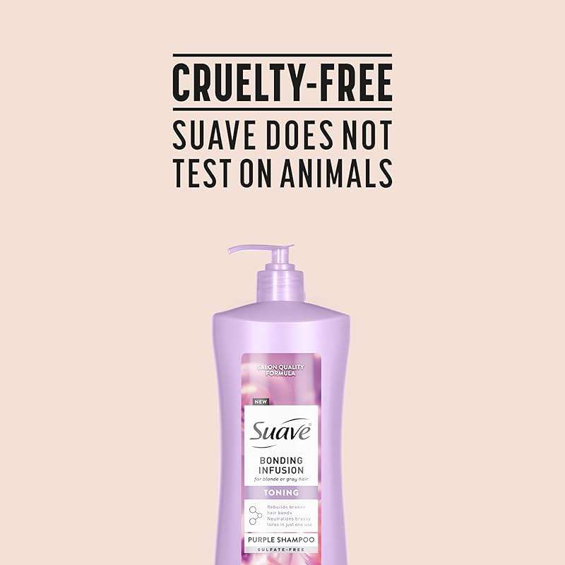 Suave Bonding Infusion Purple Toning Shampoo, for Neutralizing Brassy Tones in Blonde or Gray Hair & Repairing Broken Hair Bonds, 28oz Pump, 4 Pack - Image 7