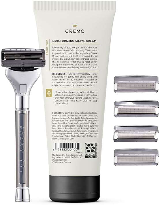 Cremo Original Shave Gift Set for Men, includes Impossibly-Slick 6 oz Shaving Cream, Chrome Barber Grade Razors for Men and four Razor Blades Refills - Image 6