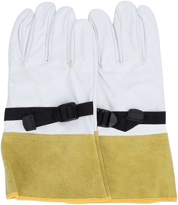 Yosoo Health Gear Leather Work Gloves Cover, Insulated Gloves, Electrician Gloves with Non Slip Design, for Household Appliances, Mechanical Equipment - Image 2