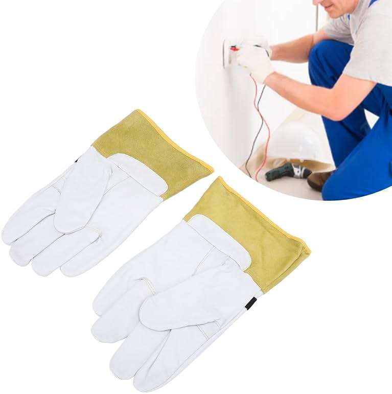 Yosoo Health Gear Leather Work Gloves Cover, Insulated Gloves, Electrician Gloves with Non Slip Design, for Household Appliances, Mechanical Equipment - Image 4