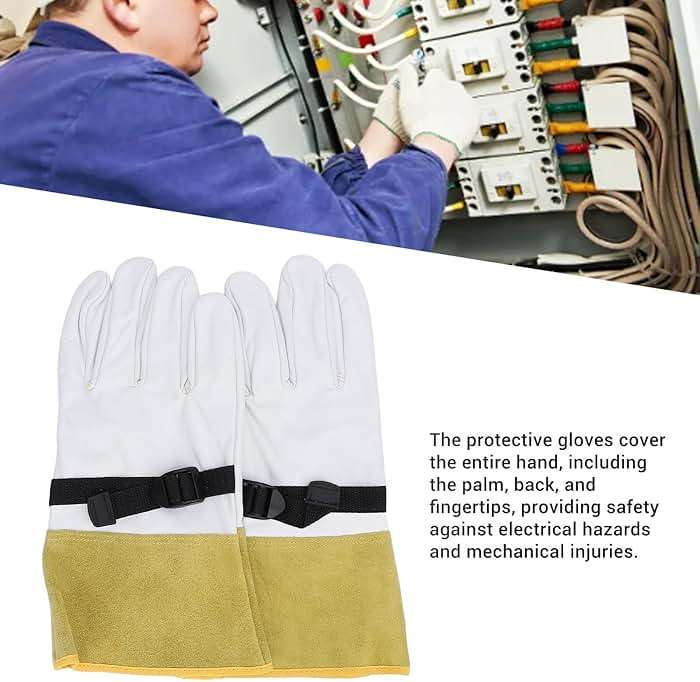 Yosoo Health Gear Leather Work Gloves Cover, Insulated Gloves, Electrician Gloves with Non Slip Design, for Household Appliances, Mechanical Equipment - Image 5
