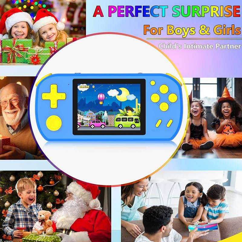 TEBIYOU Handheld Games for Kids Built-in 218 Video Games, Portable Kids Travel Toys for Ages 4-13 with Rechargeable Battery 3.0" HD Screen, Mini Gaming Player Birthday Gifts for Boys Girls (Blue) - Image 6