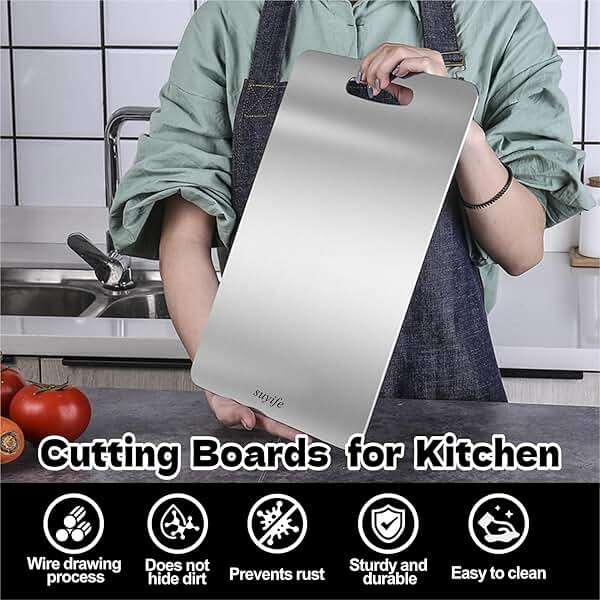 Titanium Cutting Board Set of 3,100% Pure Titanium Cutting Boards for Kitchen, Double Sided Food-Grade Chopping Board for Cutting Meat Vegetable Fruit, Dishwasher Safe - Image 3