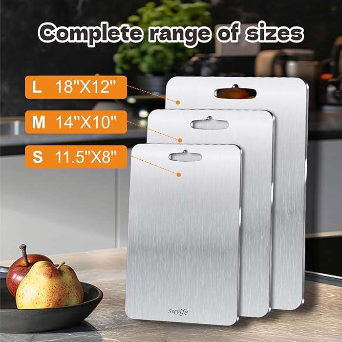 Titanium Cutting Board Set of 3,100% Pure Titanium Cutting Boards for Kitchen, Double Sided Food-Grade Chopping Board for Cutting Meat Vegetable Fruit, Dishwasher Safe - Image 7