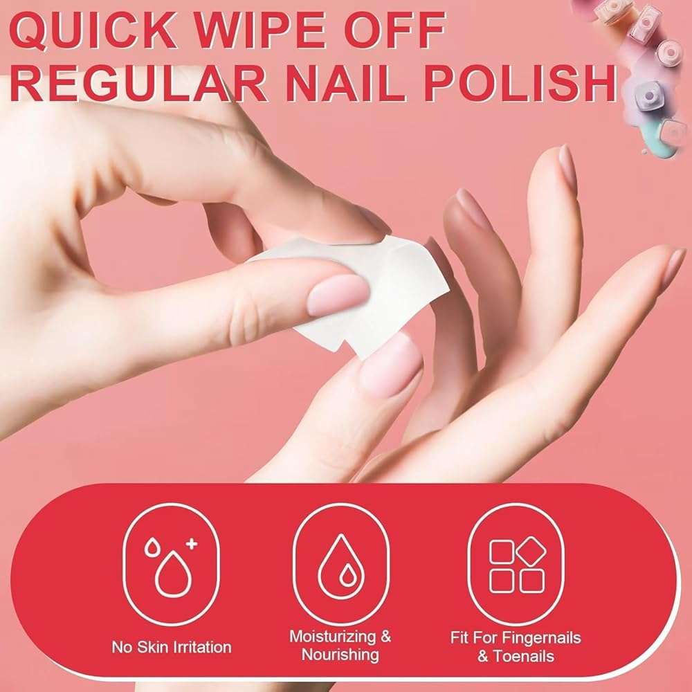 MAYEEN Nail Polish Remover Pads 100 Pack Individually Wrapped Acetone Gel Polish Remover Pads Nail Polish Remover Wipes Travel Pad For Gel & Acrylic Nails Moisturizing & Gentle - Image 4