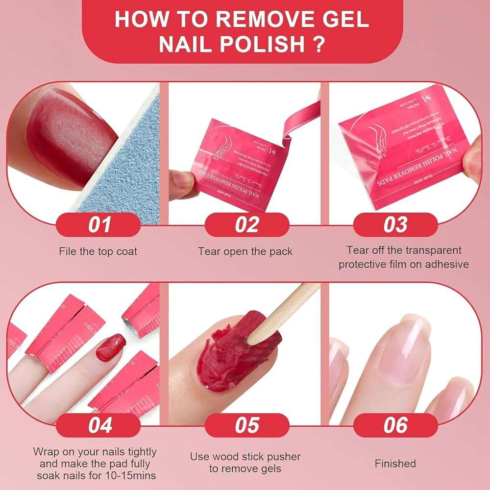 MAYEEN Nail Polish Remover Pads 100 Pack Individually Wrapped Acetone Gel Polish Remover Pads Nail Polish Remover Wipes Travel Pad For Gel & Acrylic Nails Moisturizing & Gentle - Image 7