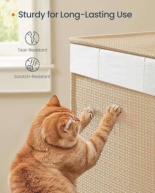 SONGMICS HOME Laundry Hamper with 3 Section, Large 140 L Rolling Laundry Basket with Wheels, Rattan Clothes Basket with Lid, Removable Liner with Handles, Natural Beige and Matte White ULCB602N01 - Image 5