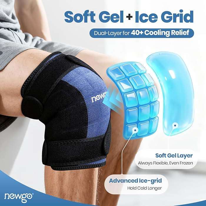 NEWGO 360° Knee Ice Pack Wrap, 60 Minutes Extended Cold Therapy with Ice Grid Gel, Ergonomic Y-Shape Snug Fit for Sports & Surgery Recovery, Swelling, Leak-Resistant, Reusable Design - Image 2
