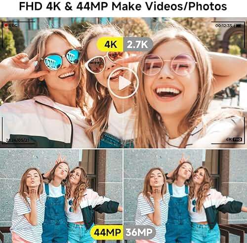Digital Camera, FHD 4K Digital Camera with 64GB SD Card, 44MP Digital Point and Shoot Camera, 16X Digital Zoom, Anti Shake, 3-LED Fill Lights, Compact Camera for Kids Teen Boys Girls, Blue - Image 2