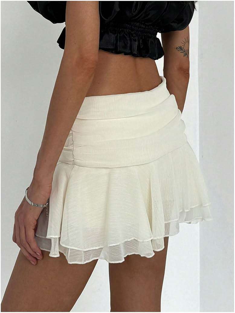 MakeMeChic Women's Cute Mini Skirt Tiered Layer Ruffle Sheer Flared Rave Party Going Out Skirts - Image 5