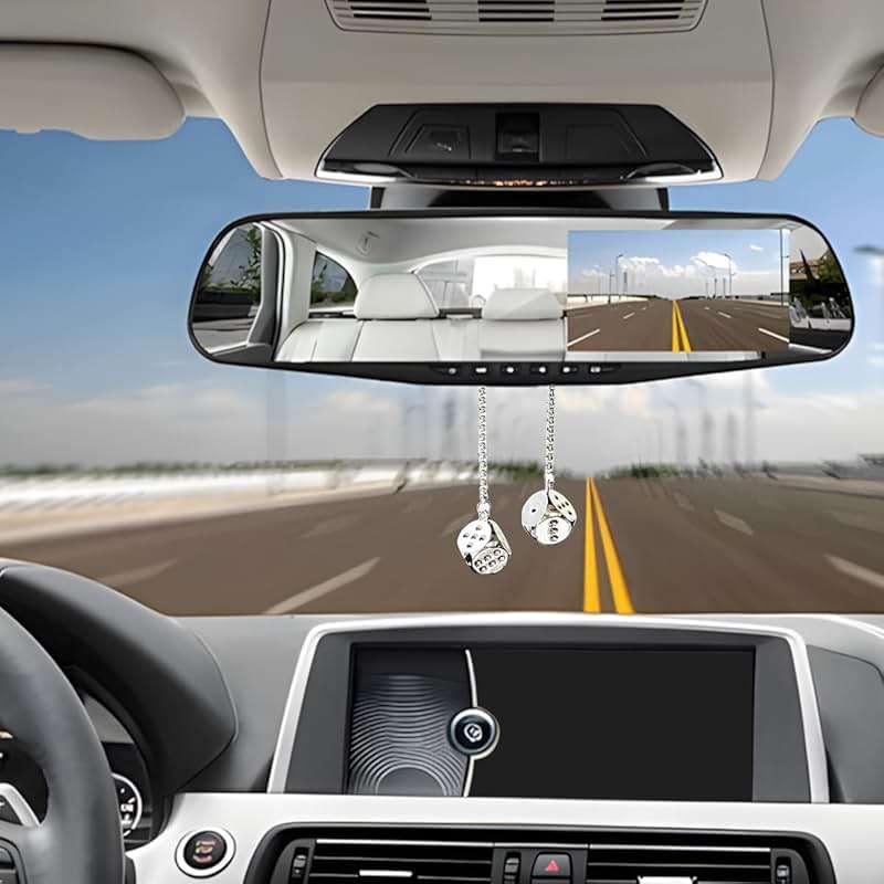 KHGUZ Car Rear View Mirror Pendant, Creative Metal Vehicle Hanging Dice with Dots, Auto Interior Rearview Mirrror Charms Ornament Decoration Accessories, Universal for SUV, Sedan, Truck - Image 3