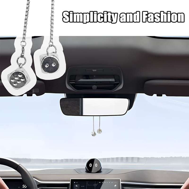 KHGUZ Car Rear View Mirror Pendant, Creative Metal Vehicle Hanging Dice with Dots, Auto Interior Rearview Mirrror Charms Ornament Decoration Accessories, Universal for SUV, Sedan, Truck - Image 4
