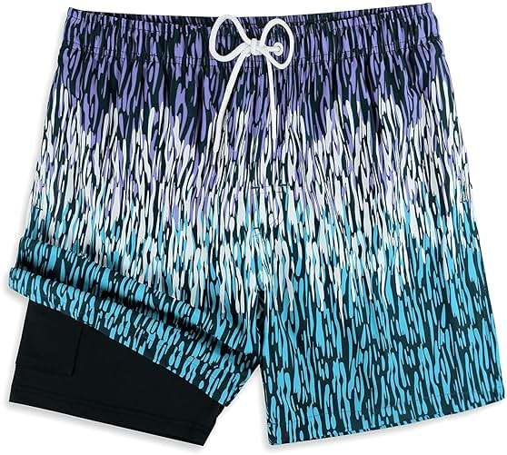 MILANKERR 5.5 inch Mens Swim Trunks with Compression Liner,Mens Bathing Suit Quick Dry Stretch Swimming Trunks - Image 1