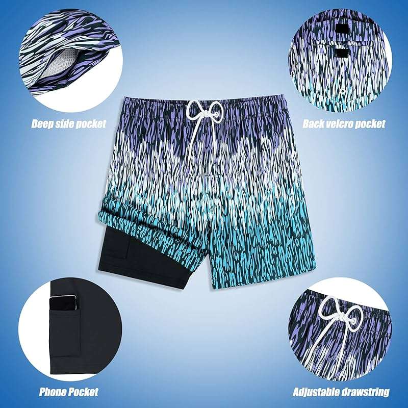 MILANKERR 5.5 inch Mens Swim Trunks with Compression Liner,Mens Bathing Suit Quick Dry Stretch Swimming Trunks - Image 4