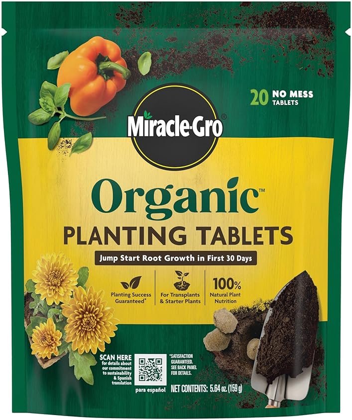 Miracle-Gro Organic Planting Tablets - for Transplants and Starter Plants, Formulated with Calcium, Plant Fertilizer, Boosts Early Rooting, OMRI Listed, 20 Tablets - Product Image