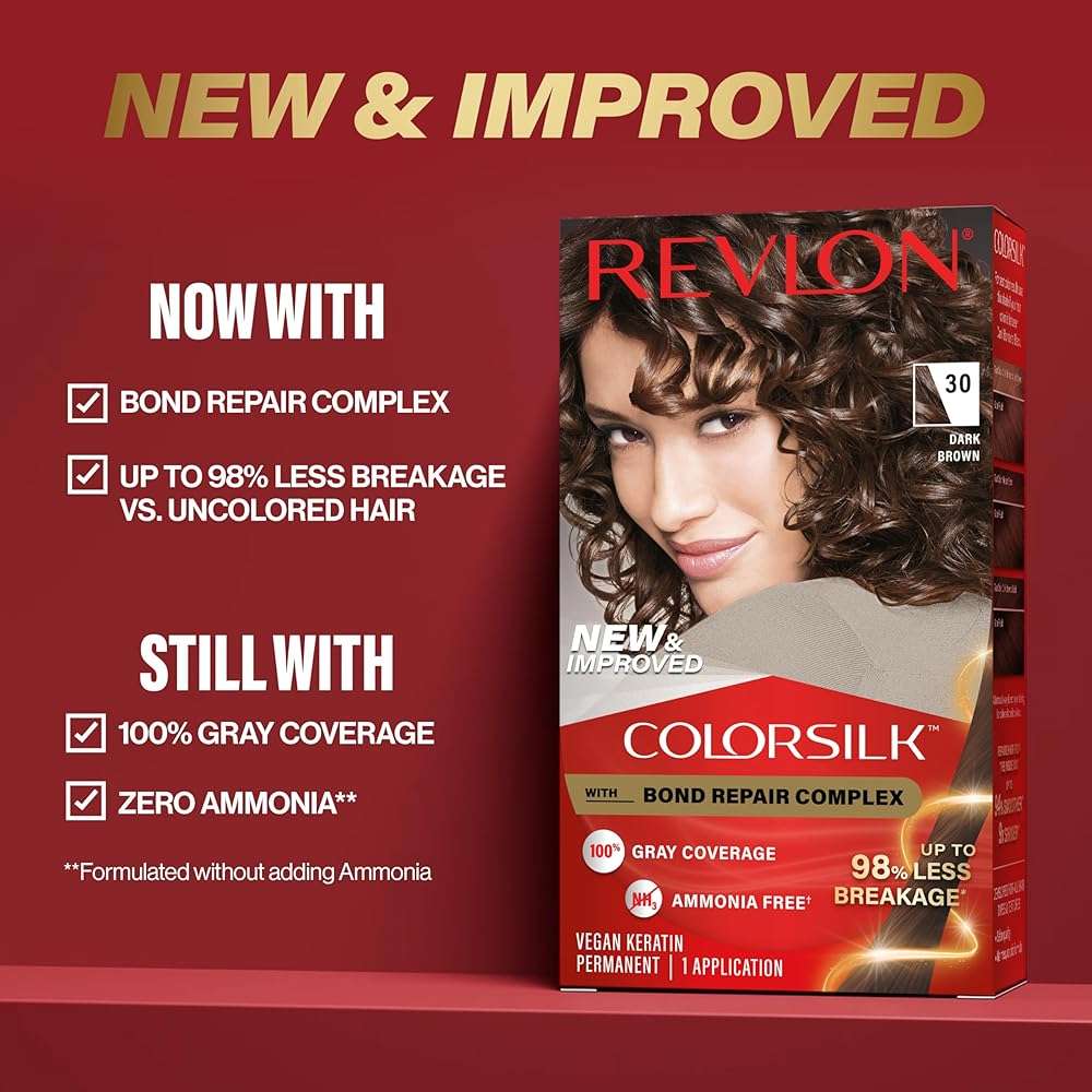 Revlon ColorSilk with Bond Repair Complex, Black Permanent Hair Color, 100% Gray Coverage, Ammonia Free Hair Dye, Vegan Keratin, 10 Black (Pack of 3) - Image 3